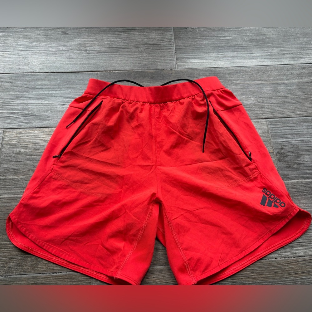 adidas Men’s Red Athletic Training Shorts with Drawstring